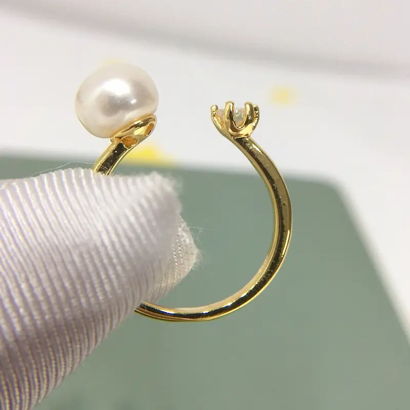 18K Gold Plated Pearl Ring with Zircon Accent — feature 10