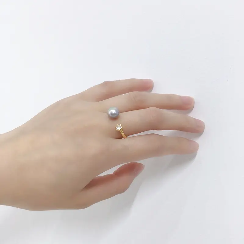 18K Gold Plated Pearl Ring with Zircon Accent — feature 15