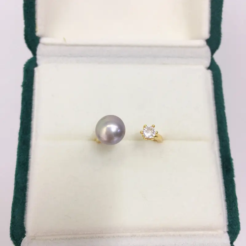 18K Gold Plated Pearl Ring with Zircon Accent — feature 6