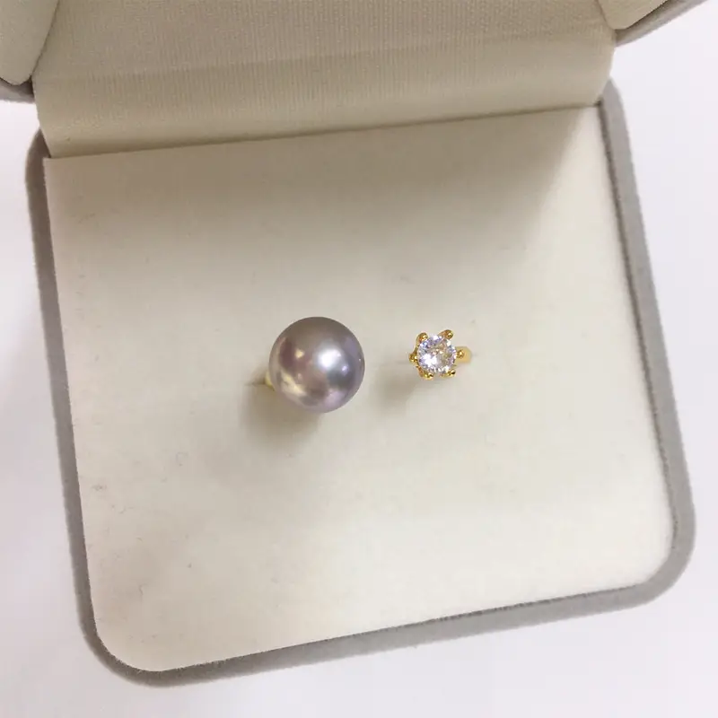 18K Gold Plated Pearl Ring with Zircon Accent - Image 2