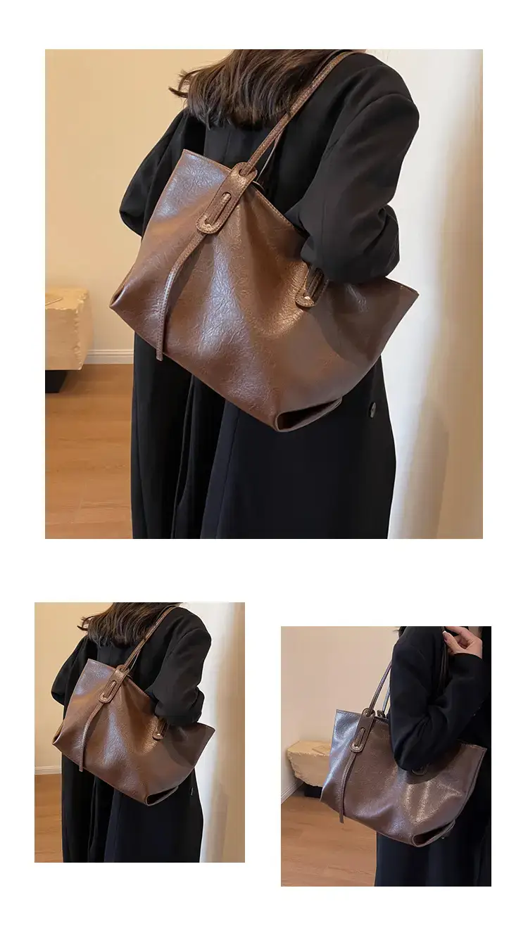 Korean Style Brown Leather Tote Bag for Women β feature 12