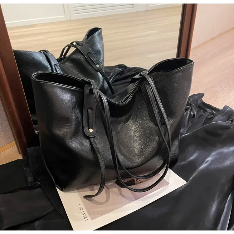 Korean Style Brown Leather Tote Bag for Women β feature 16