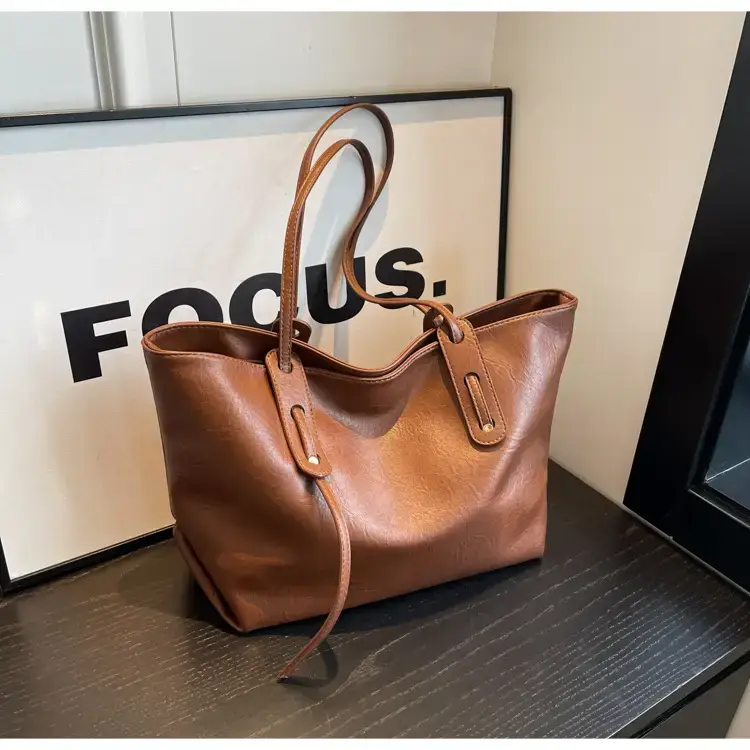 Korean Style Brown Leather Tote Bag for Women β feature 17