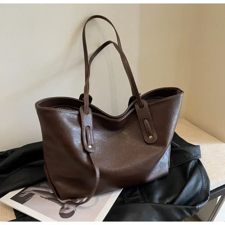 Korean Style Brown Leather Tote Bag for Women β feature 20