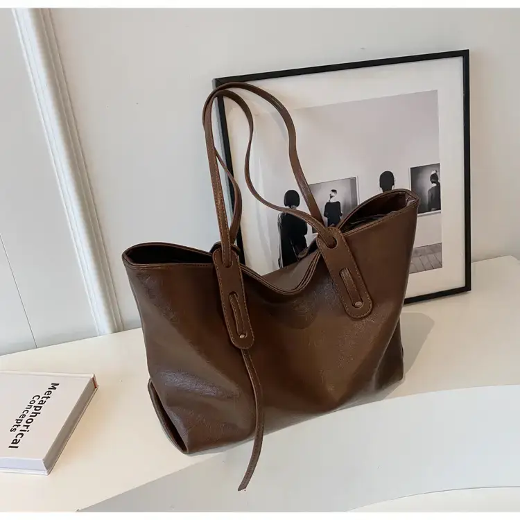 Korean Style Brown Leather Tote Bag for Women β feature 25