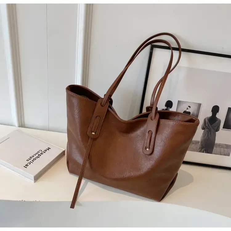 Korean Style Brown Leather Tote Bag for Women β feature 28