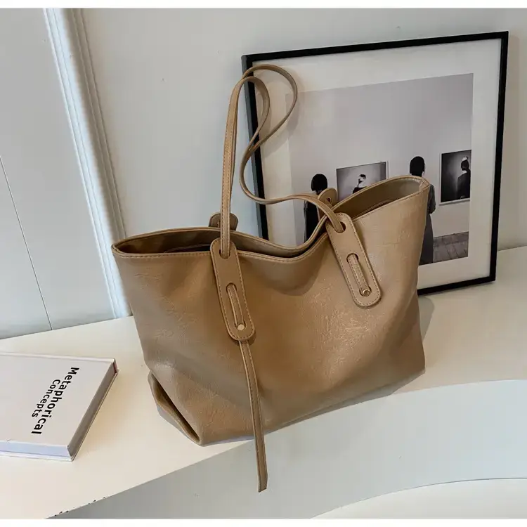 Korean Style Brown Leather Tote Bag for Women β feature 31