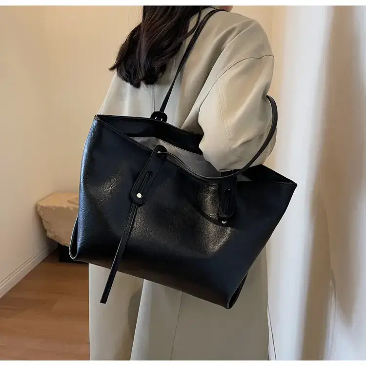Korean Style Brown Leather Tote Bag for Women β feature 33