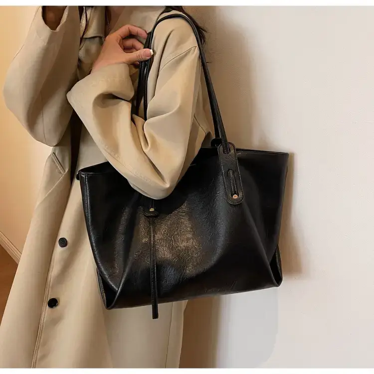 Korean Style Brown Leather Tote Bag for Women β feature 35