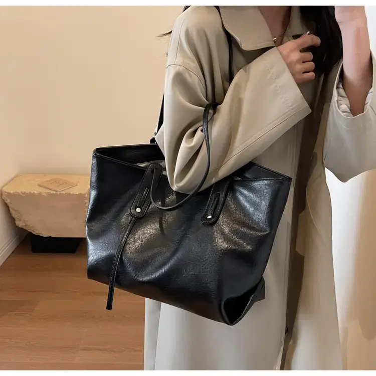 Korean Style Brown Leather Tote Bag for Women β feature 36