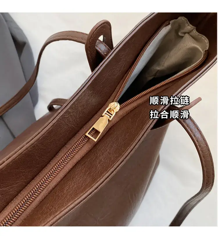 Korean Style Brown Leather Tote Bag for Women β feature 4