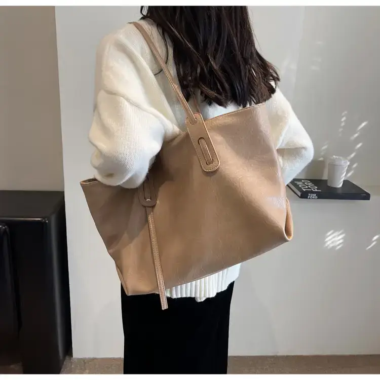 Korean Style Brown Leather Tote Bag for Women β feature 47