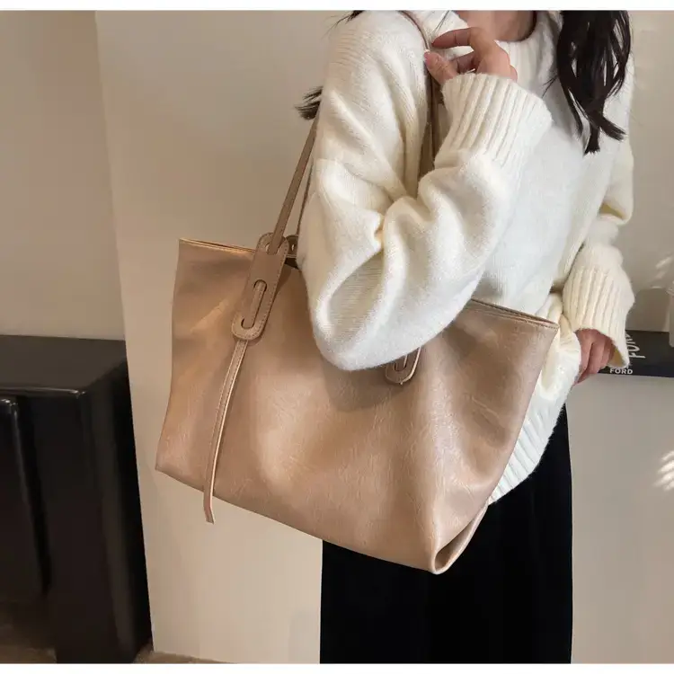 Korean Style Brown Leather Tote Bag for Women β feature 49