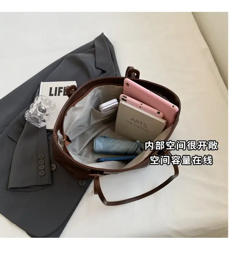 Korean Style Brown Leather Tote Bag for Women β feature 7