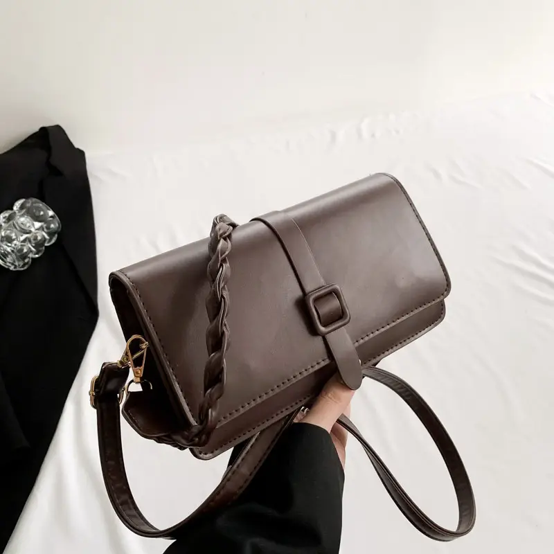 Women's Brown Leather Crossbody Bag 2023 Korean Style - Image 3