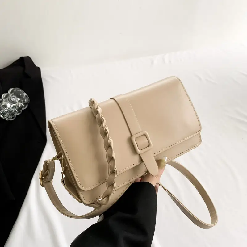Women's Brown Leather Crossbody Bag 2023 Korean Style - Image 4