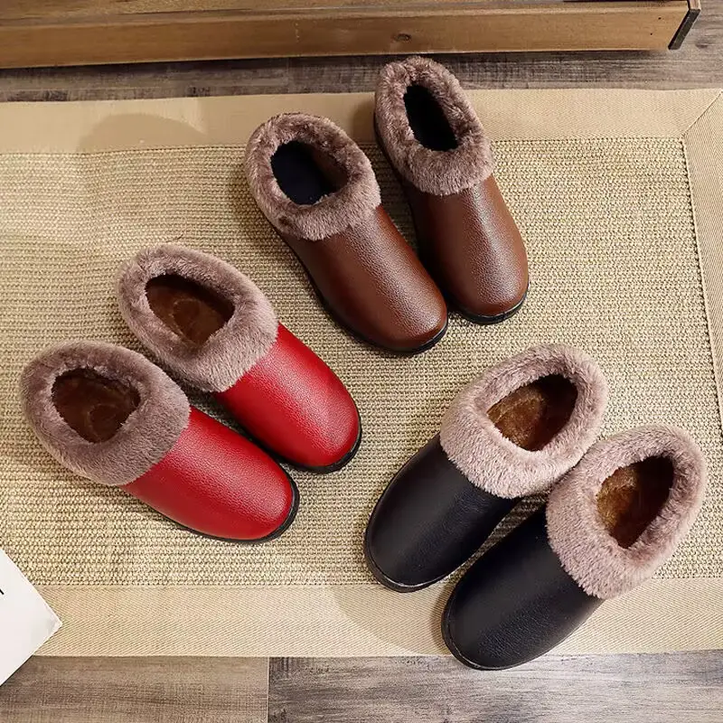 Autumn and Winter New High-end Warm Home Cotton Shoes Women's Slippers fleece-lined Comfortable Non-slip Slip-on Women's Shoes Cotton Slippers - Image 5