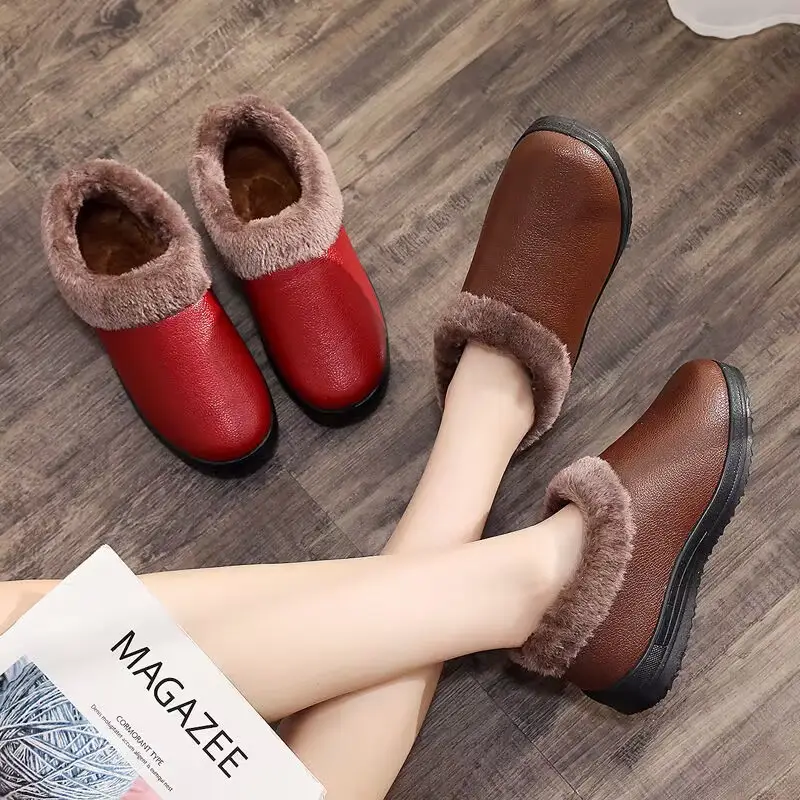 Autumn and Winter New High-end Warm Home Cotton Shoes Women's Slippers fleece-lined Comfortable Non-slip Slip-on Women's Shoes Cotton Slippers - Image 7