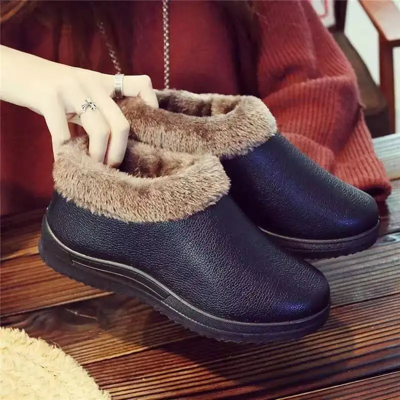 Autumn and Winter New High-end Warm Home Cotton Shoes Women's Slippers fleece-lined Comfortable Non-slip Slip-on Women's Shoes Cotton Slippers - Image 3