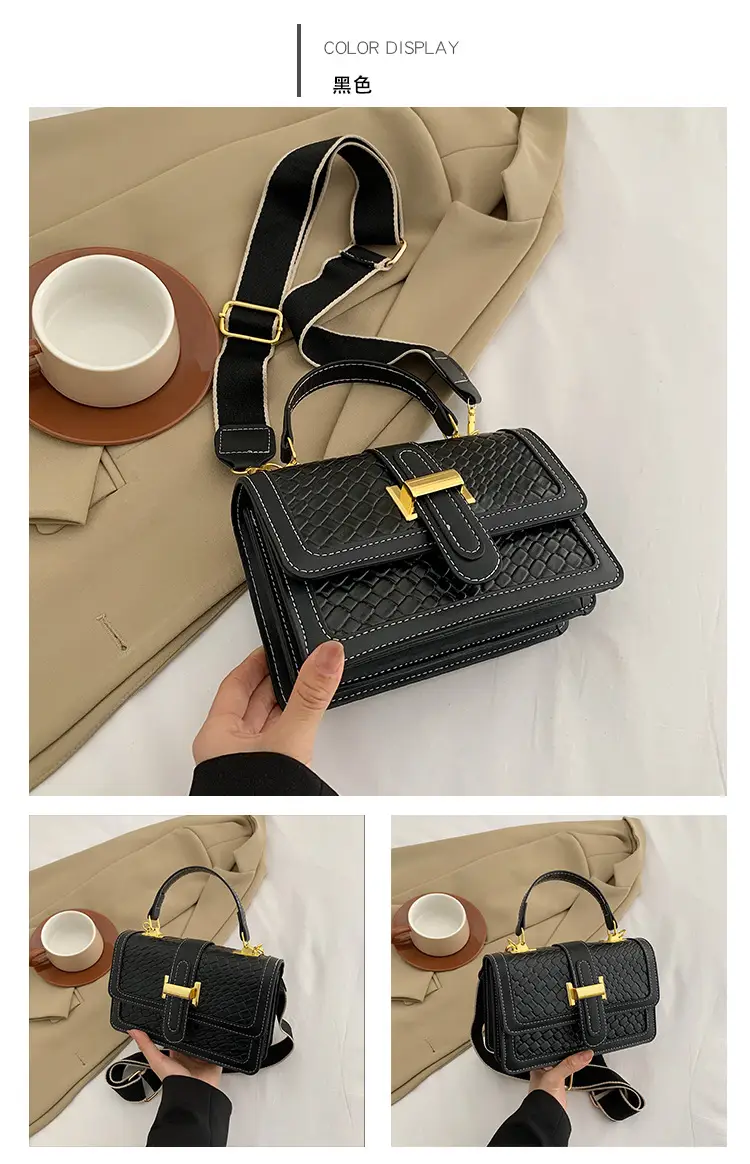 Brown Woven Crossbody Bag with Gold Clasp — feature 23