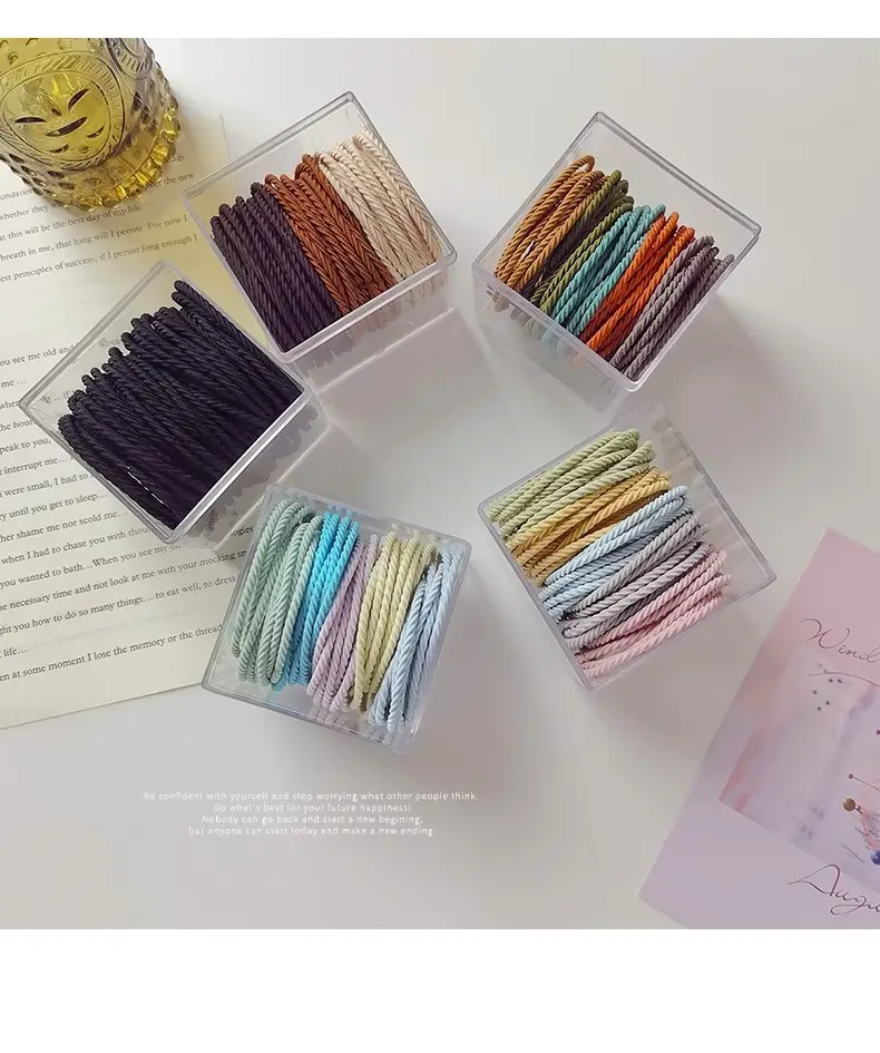 100 Pcs Rainbow Handmade Rubber Band Hair Ties — feature 23