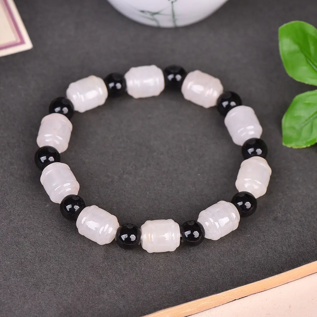 Passepartout Bracelet Gold Jade Pink Black Beads
