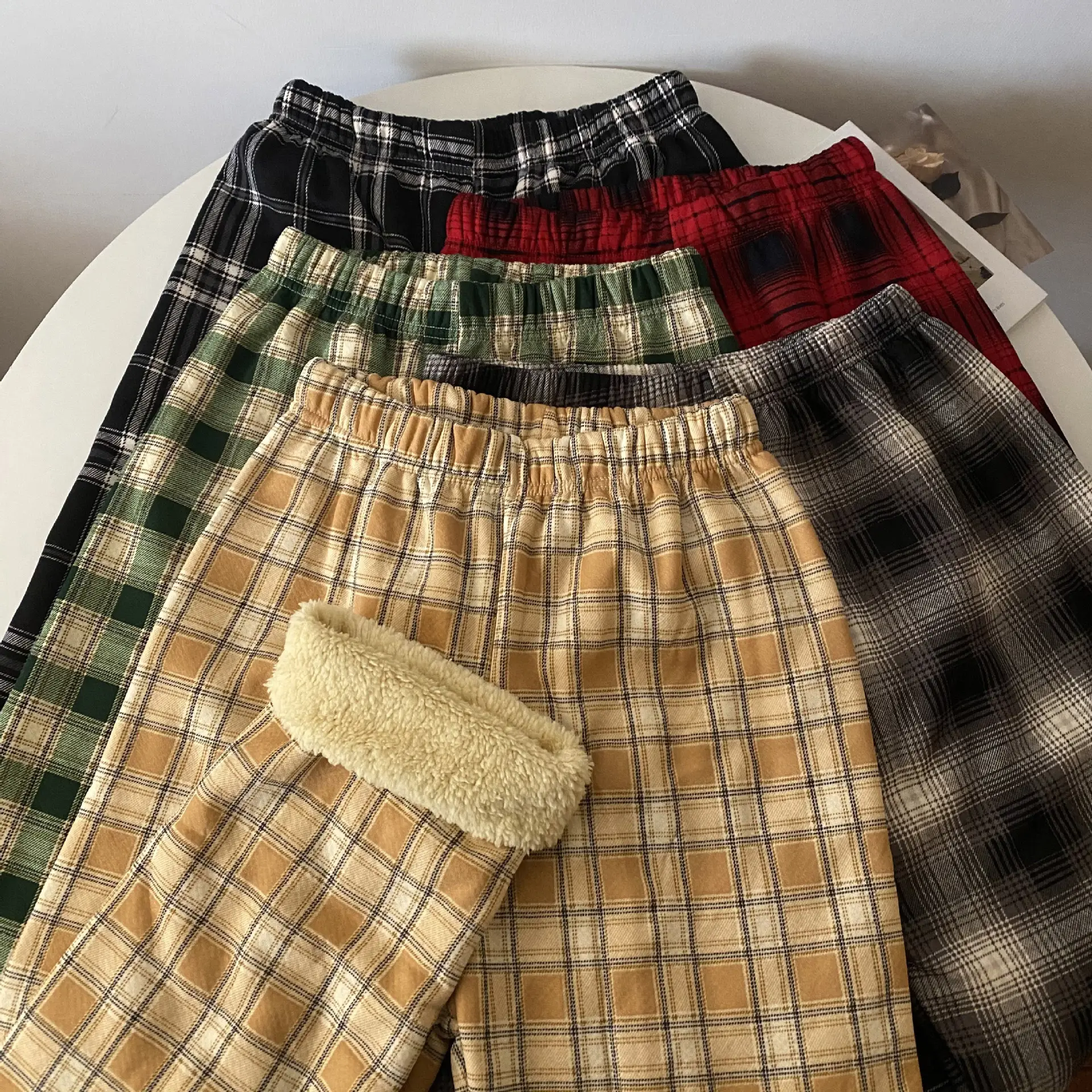 Men Winter Plaid Fleece Lined Slimming Pants 10 Colors - Image 16