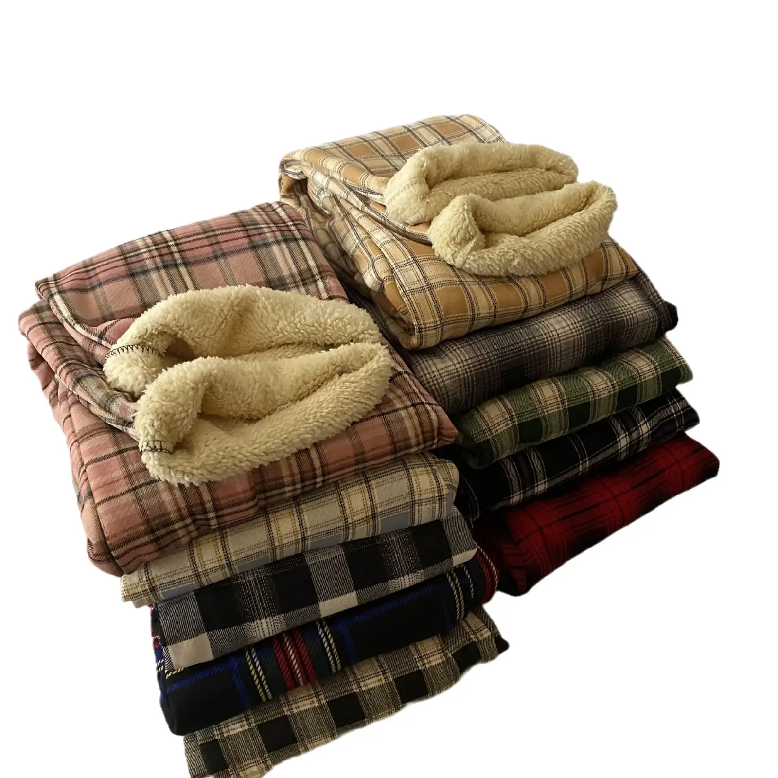 Men Winter Plaid Fleece Lined Slimming Pants 10 Colors - Image 17
