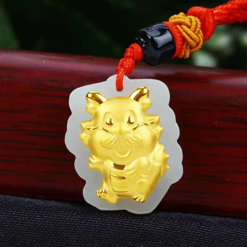 12 Zodiac Dragon Gold Pendant for Men Women