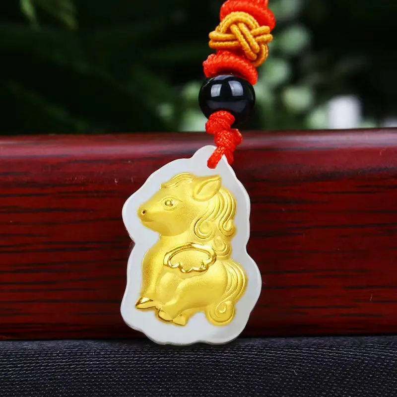 12 Zodiac Dragon Gold Pendant for Men Women
