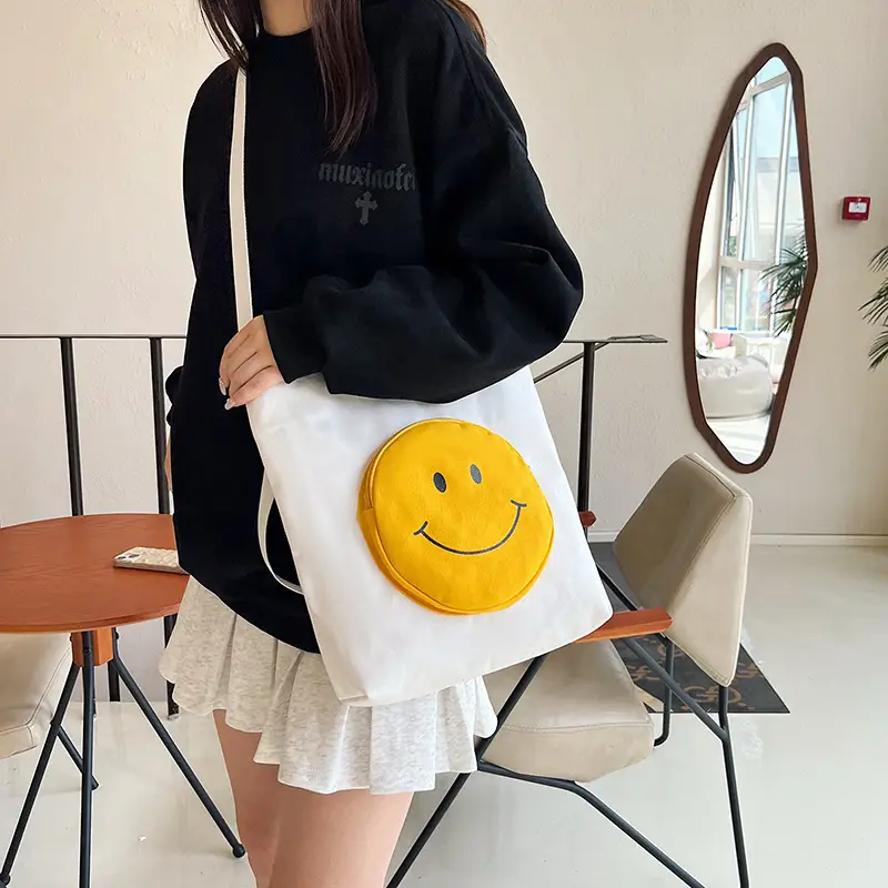 Pink Smile Face Messenger Bag for Women - Image 8