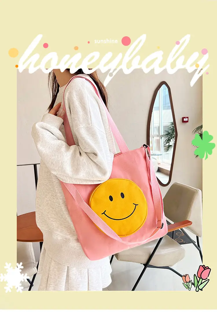 Pink Smile Face Messenger Bag for Women — feature 1