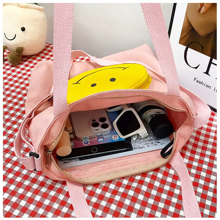 Pink Smile Face Messenger Bag for Women — feature 16