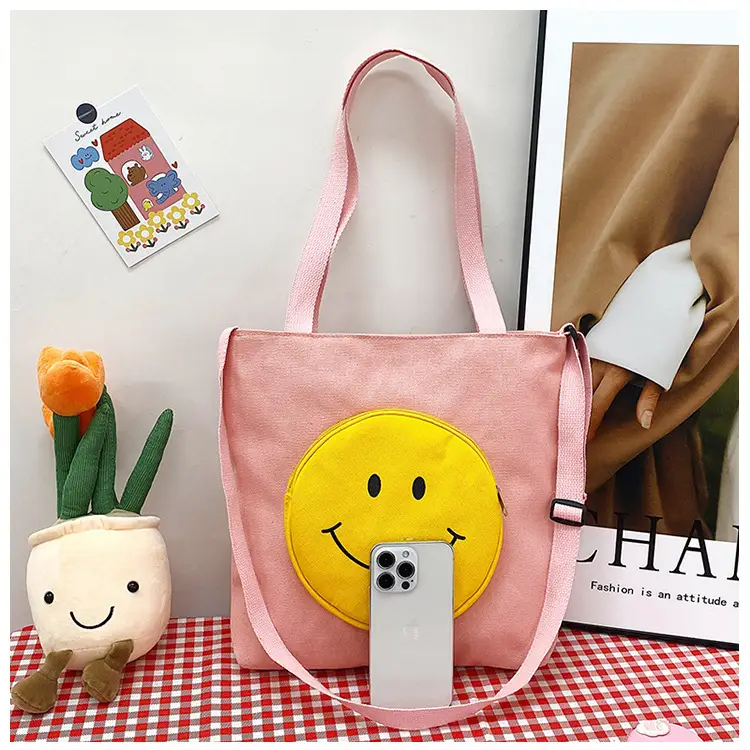 Pink Smile Face Messenger Bag for Women — feature 17