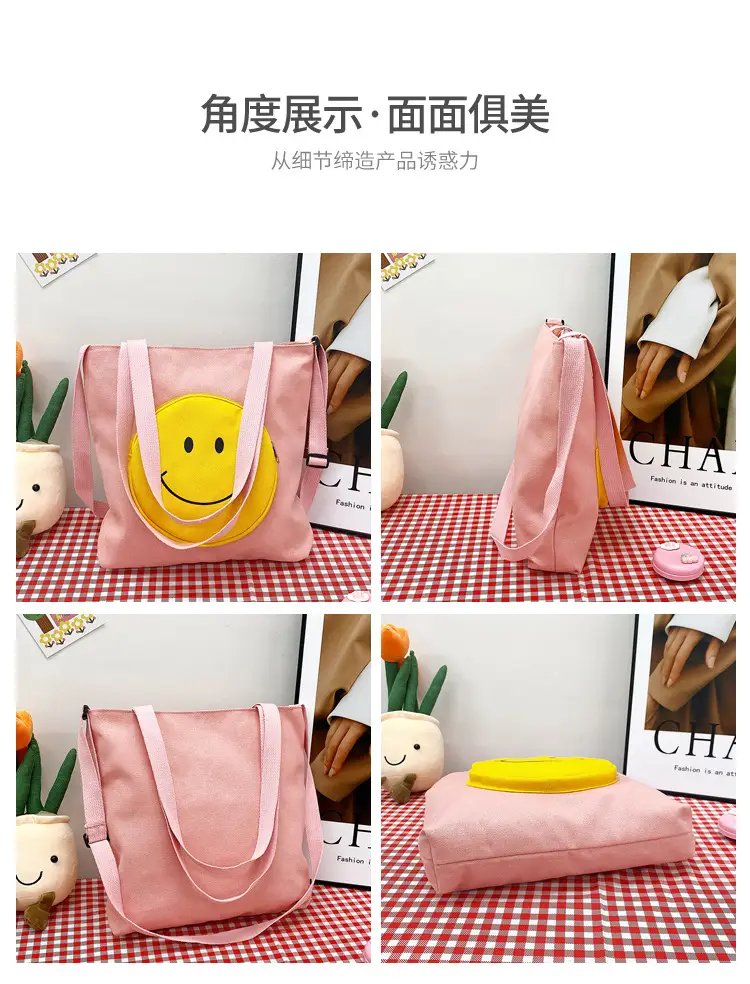 Pink Smile Face Messenger Bag for Women — feature 5
