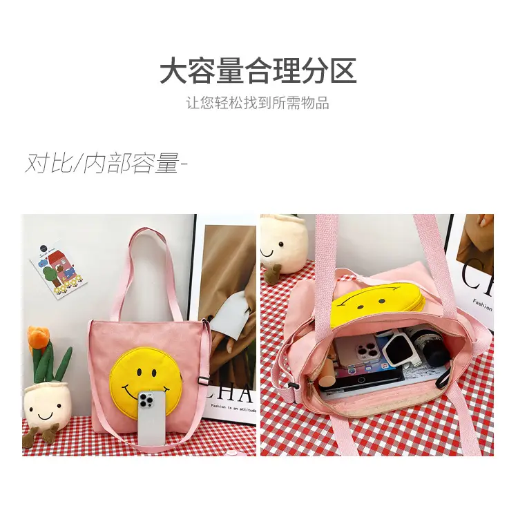 Pink Smile Face Messenger Bag for Women — feature 6