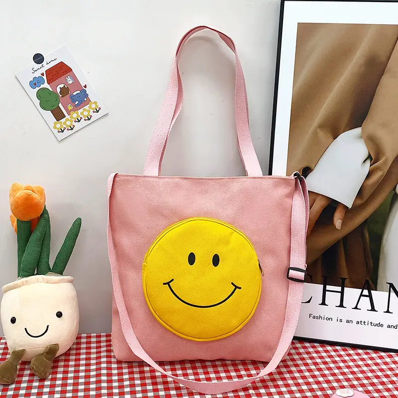 Pink Smile Face Messenger Bag for Women - Image 5