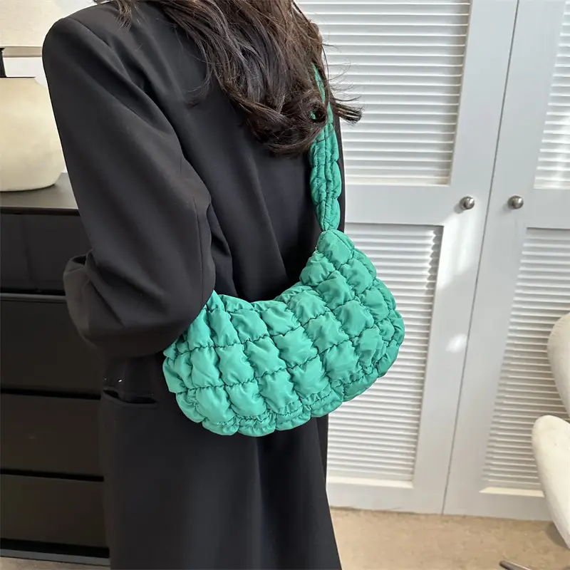 Turquoise Quilted Shoulder Bag for Women 2023