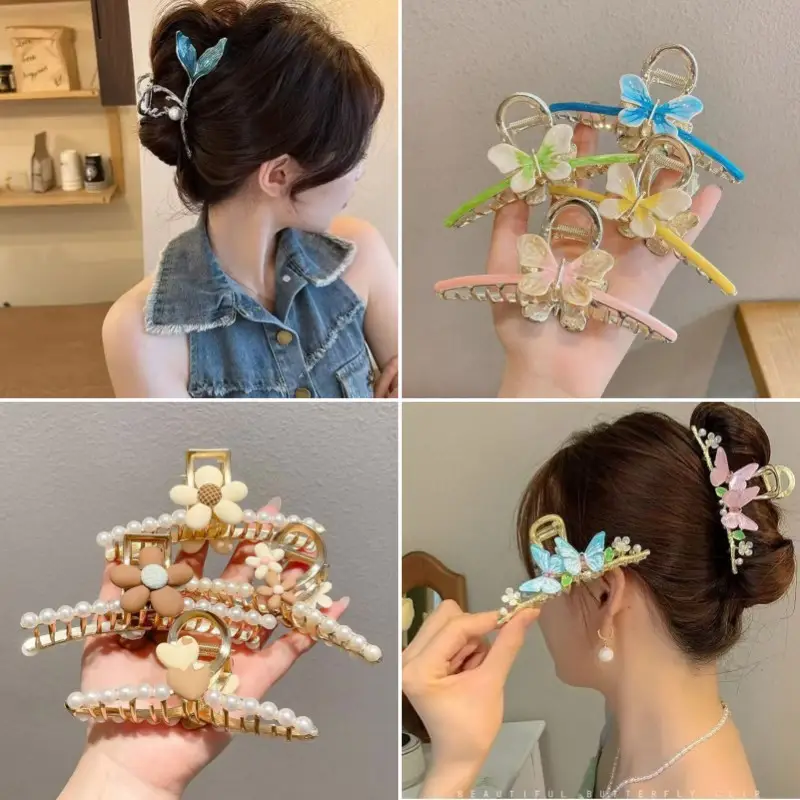 Korean Dongdaemun Butterfly Hairpin Women Large Back Head Flower Shark Clip - Image 10