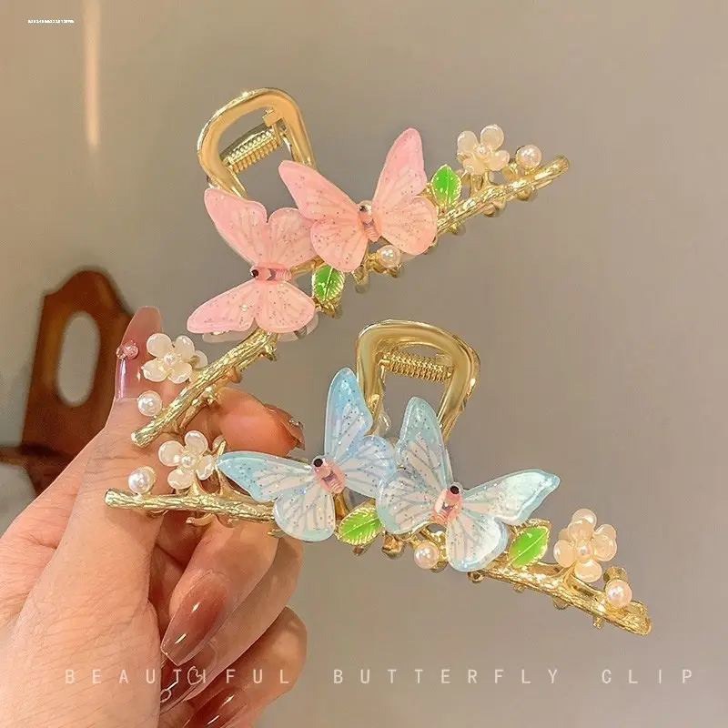 Korean Dongdaemun Butterfly Hairpin Women Large Back Head Flower Shark Clip - Image 13