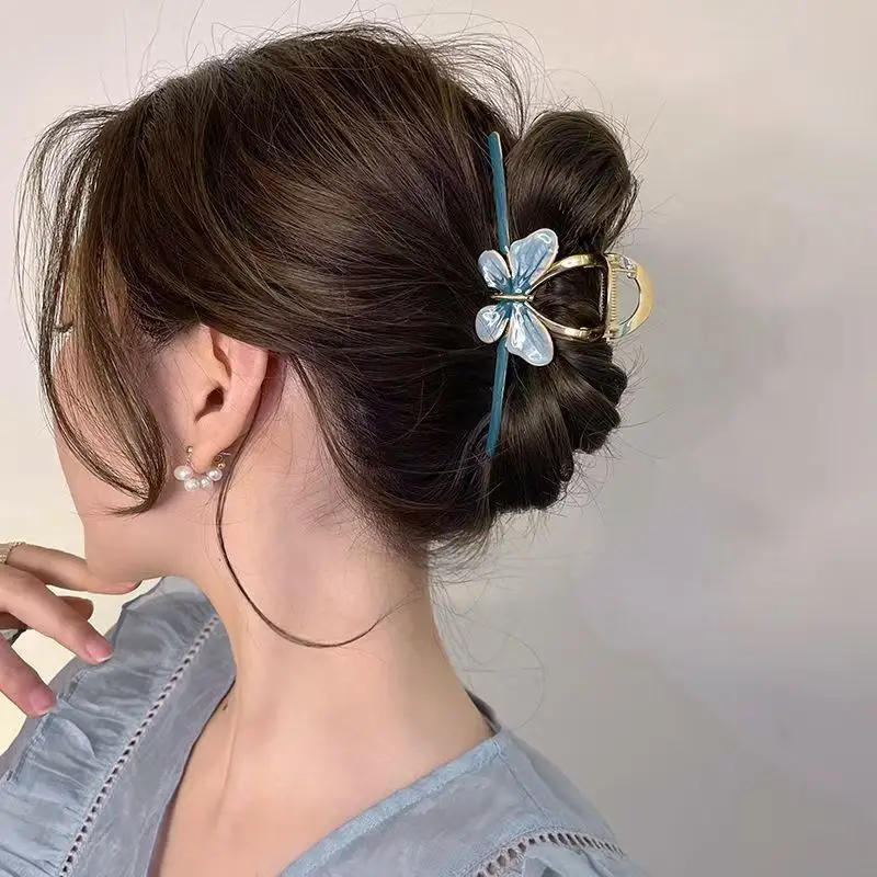 Korean Dongdaemun Butterfly Hairpin Women Large Back Head Flower Shark Clip — feature 5