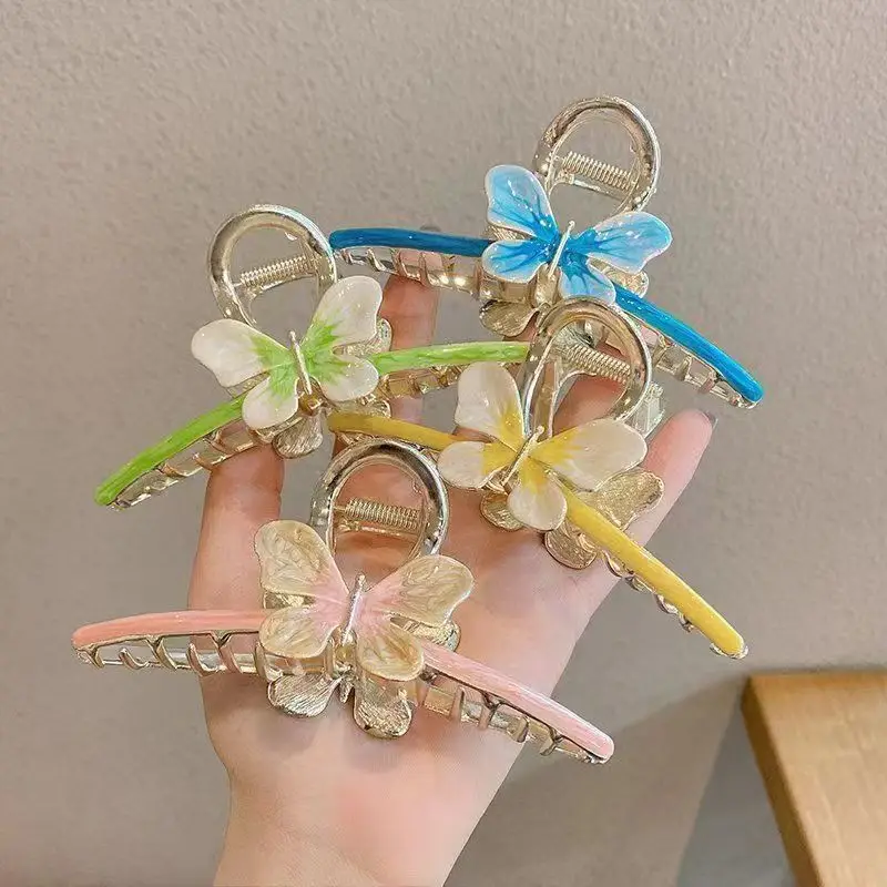 Korean Dongdaemun Butterfly Hairpin Women Large Back Head Flower Shark Clip — feature 6