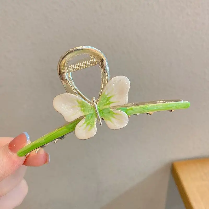 Korean Dongdaemun Butterfly Hairpin Women Large Back Head Flower Shark Clip - Image 9