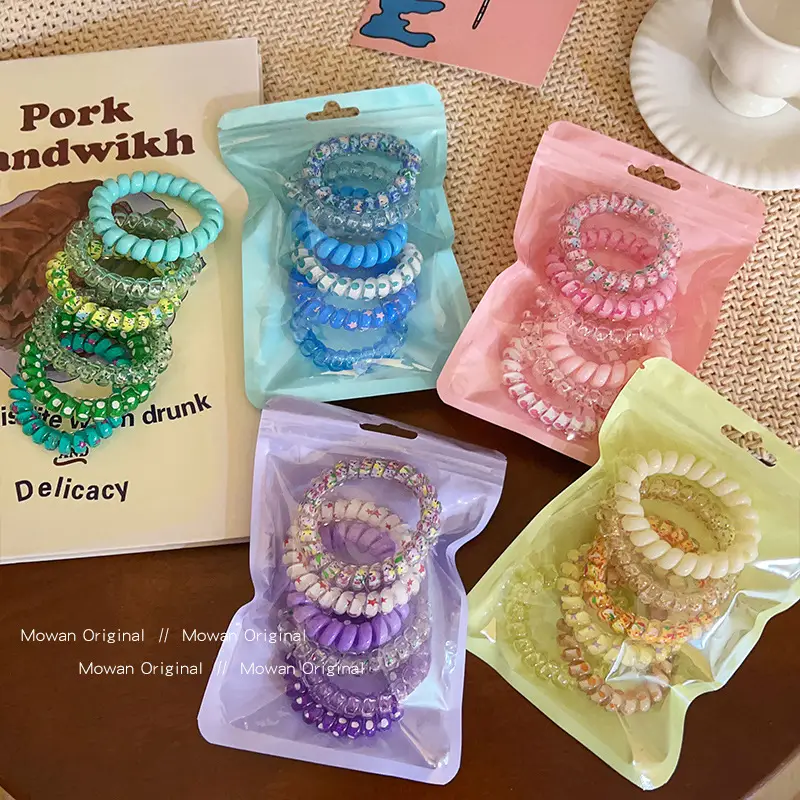 6-Piece Colorful Hair Rope & Ring Set for Girls