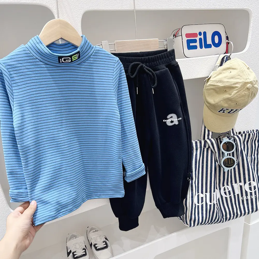 2023 Kids Striped Sweatshirt Set Boys Winter Casual — feature 3