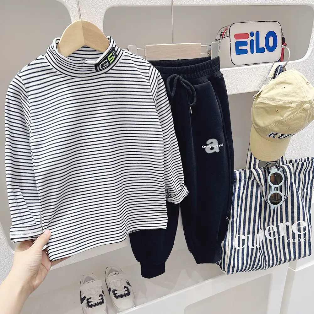 2023 Kids Striped Sweatshirt Set Boys Winter Casual — feature 4