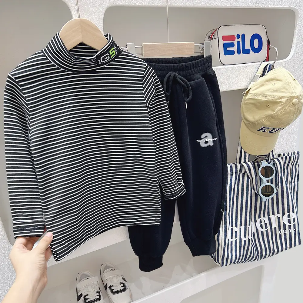 2023 Kids Striped Sweatshirt Set Boys Winter Casual — feature 5