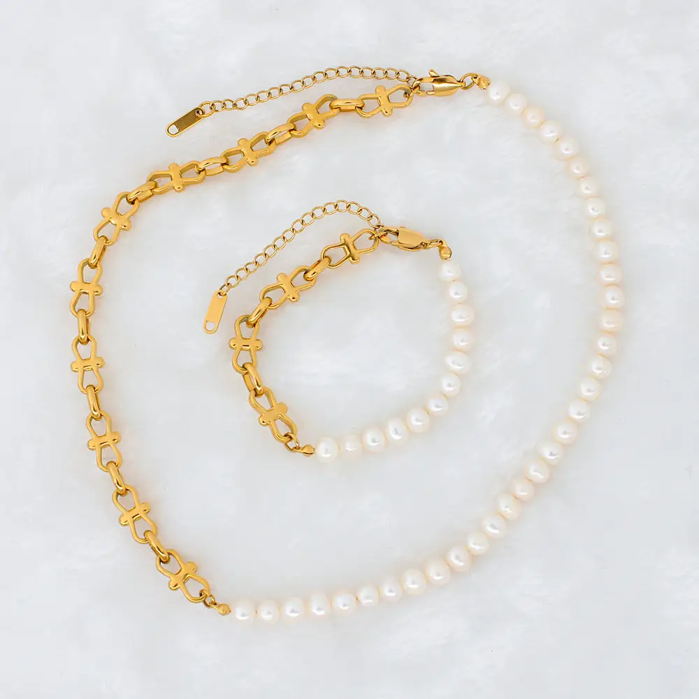 Gold Pearl Necklace Set for Women 2023 New Clavicle Chain - Image 4