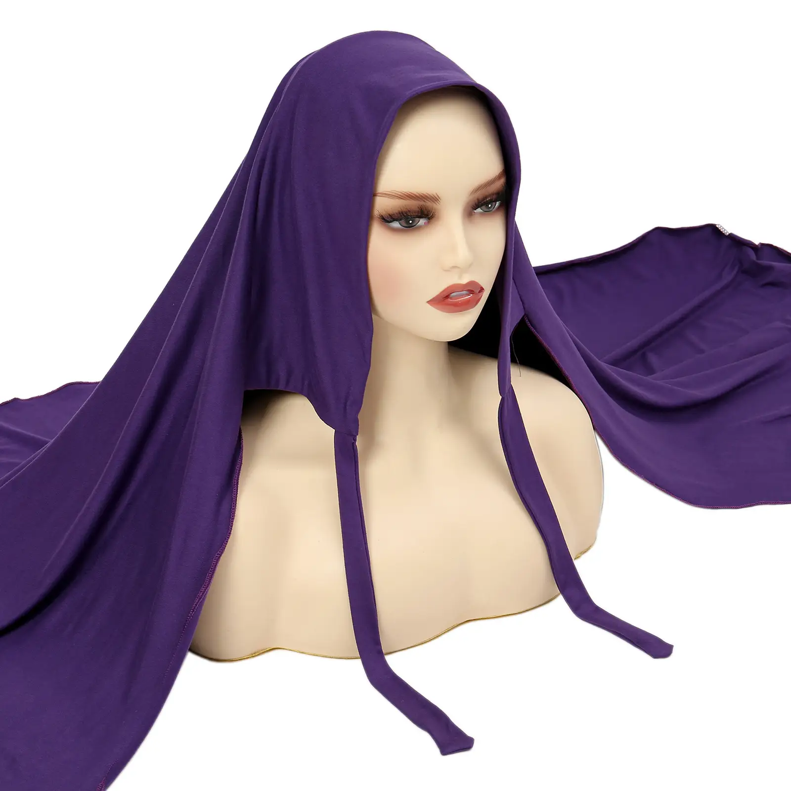 Purple Cross-Border Scarf with Straps for Muslim Women - Image 9
