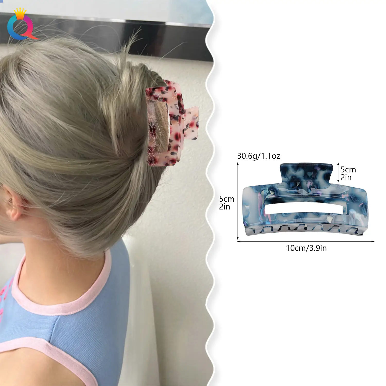 Qiyue Acrylic Shark Clip Hair Grabber High End - Image 10